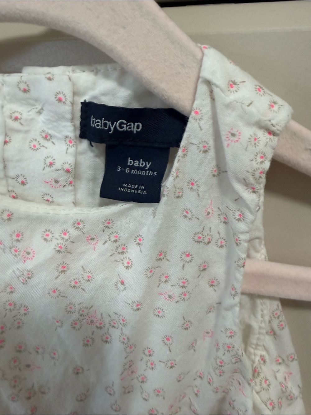 babyGap Floral Cotton Baby Dress - White with Pink Flowers